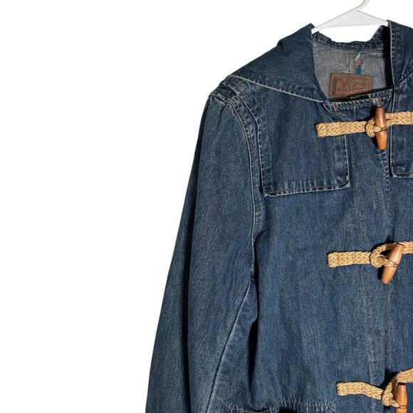 Ralph Lauren Vintage Fisherman's Denim Trench Coat with Toggle Buttons Size M - Picture 2 of 4